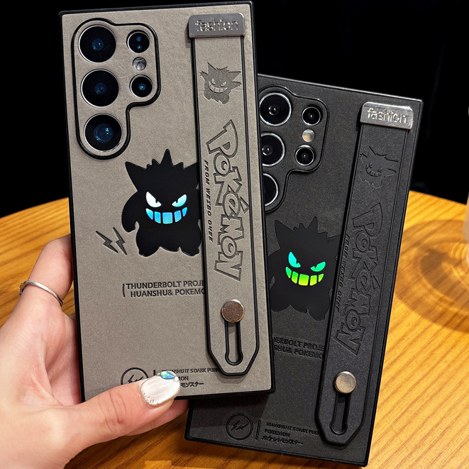 Capa De Telefone Com Pulseira De Couro De Luxo A Laser , Adequada Para Samsung S25 S24 S23 S22 Ultra Plus , Resistência em Oferta na Shopee