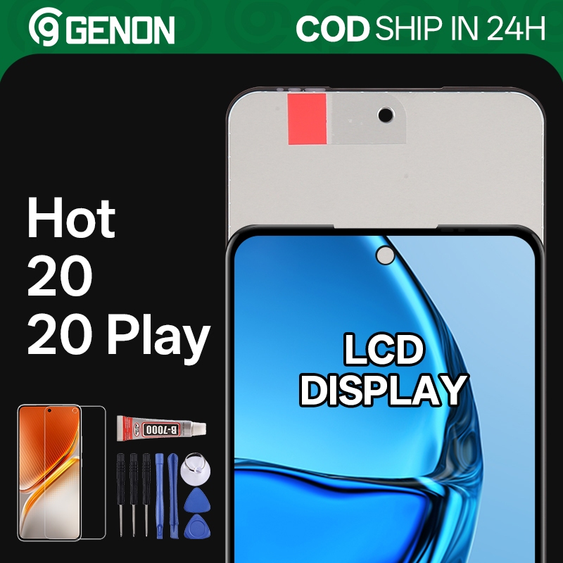 Genon IPS 90Hz LCD Para Infinix Hot 20/Play Tela Sensível Ao Toque Com Peças De Reposição De Moldura