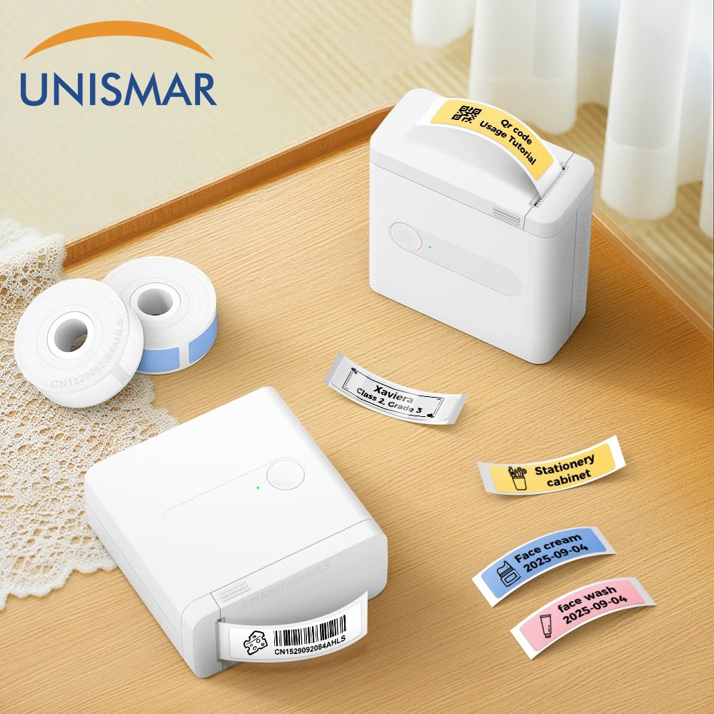 Impressora Térmica Sem Tinta Unismar D12 De Etiquetas Portátil Bluetooth Mini Adesivos Fio Com Cortador DIY Código De Ba em Oferta na Shopee