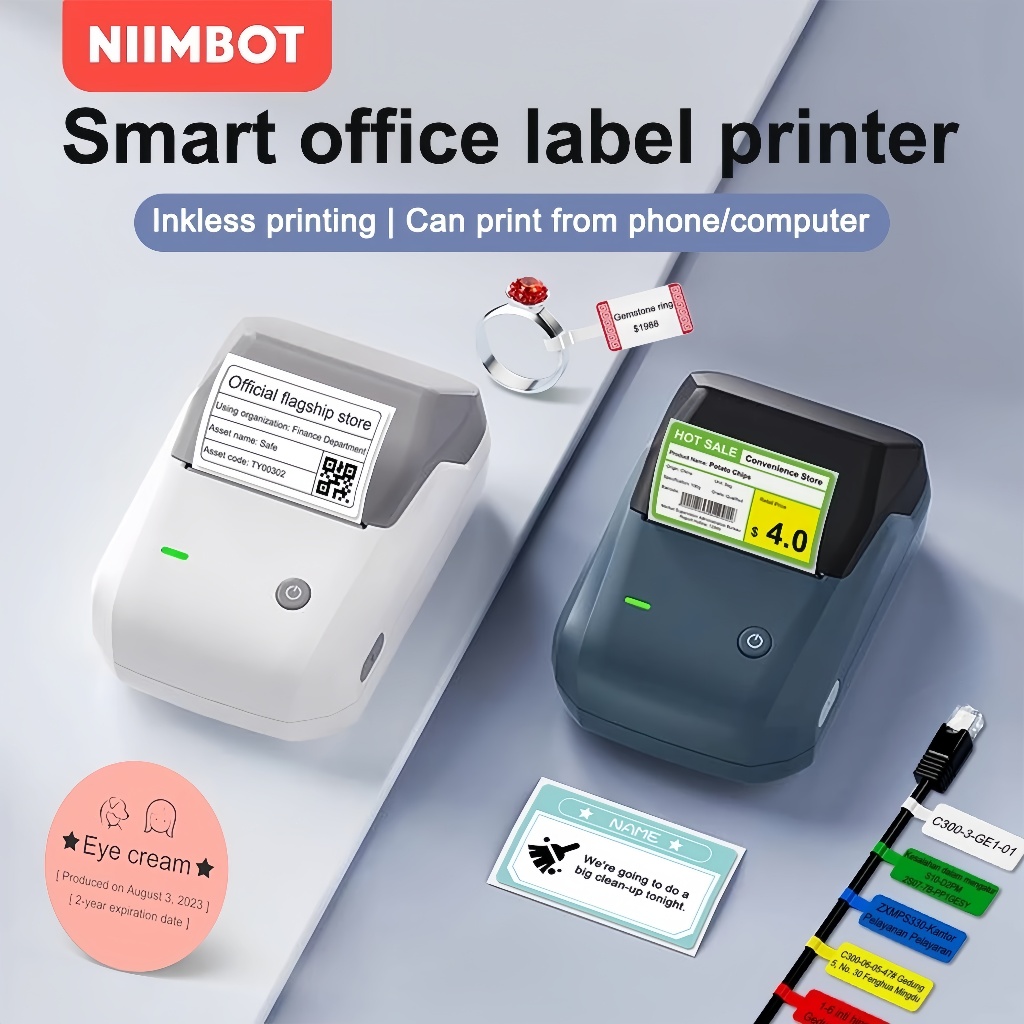 NIIMBOT B1 Impressora de Etiquetas Portátil Bluetooth 2 Polegadas Fácil de Usar Escritório Casa Negócios TUDO AQUI