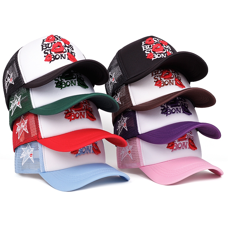 Boné De Caminhoneiro Para Homens Com Estampa Labial Bordado Beisebol Ao Ar Livre Viseira Malha Mulher em Oferta na Shopee