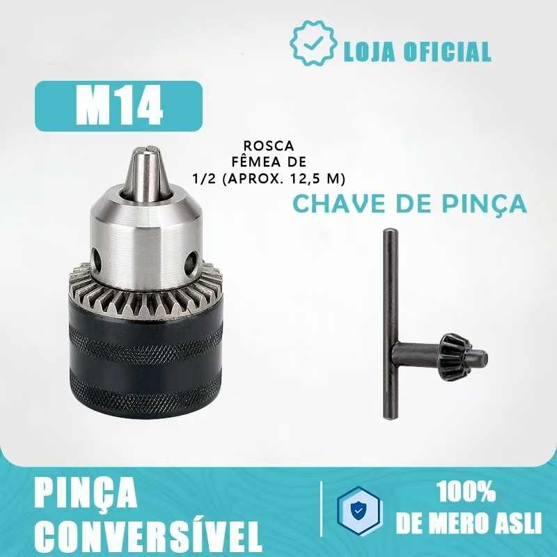 Mandril Adaptado Para Esmerilhadeira Com Chave femea Rosca M14. em Oferta na Shopee