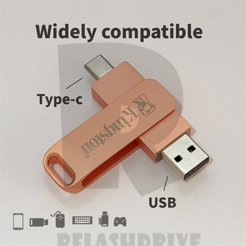 Metal Kingston Type-C E USB Unidade flash De Dupla Finalidade Rosa De Alta Velocidade À Prova D'água 8GB 16GB 32GB 64GB 