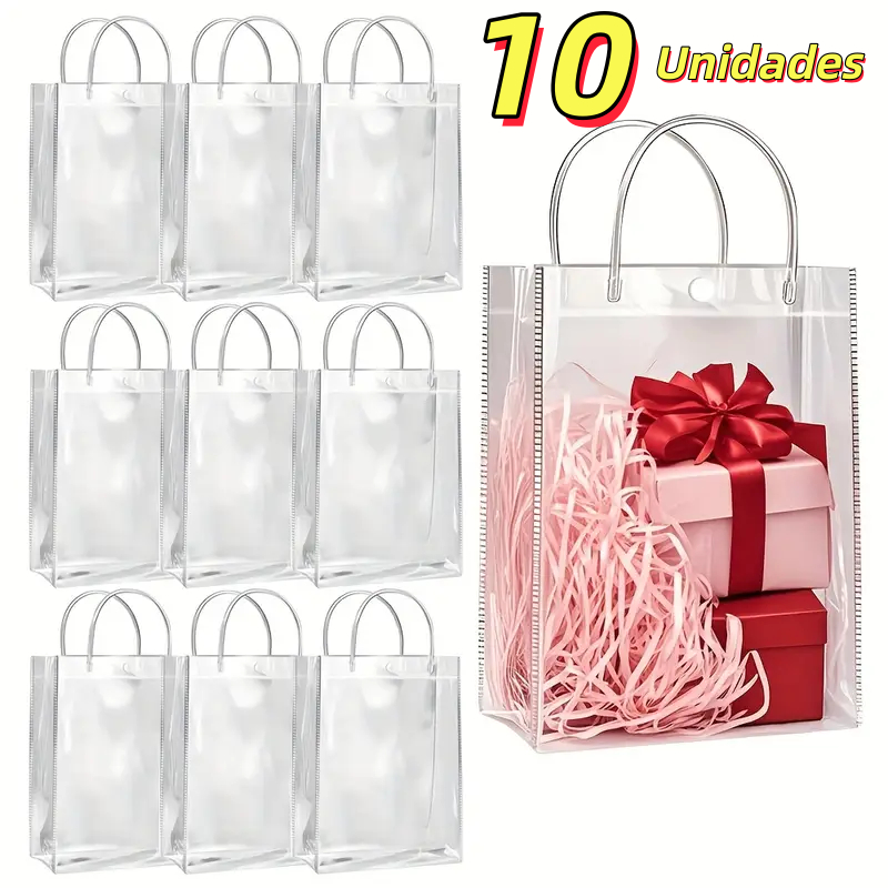 10 Unidades Reutilize Sacos De Presente Plástico Pvc em Oferta na Shopee