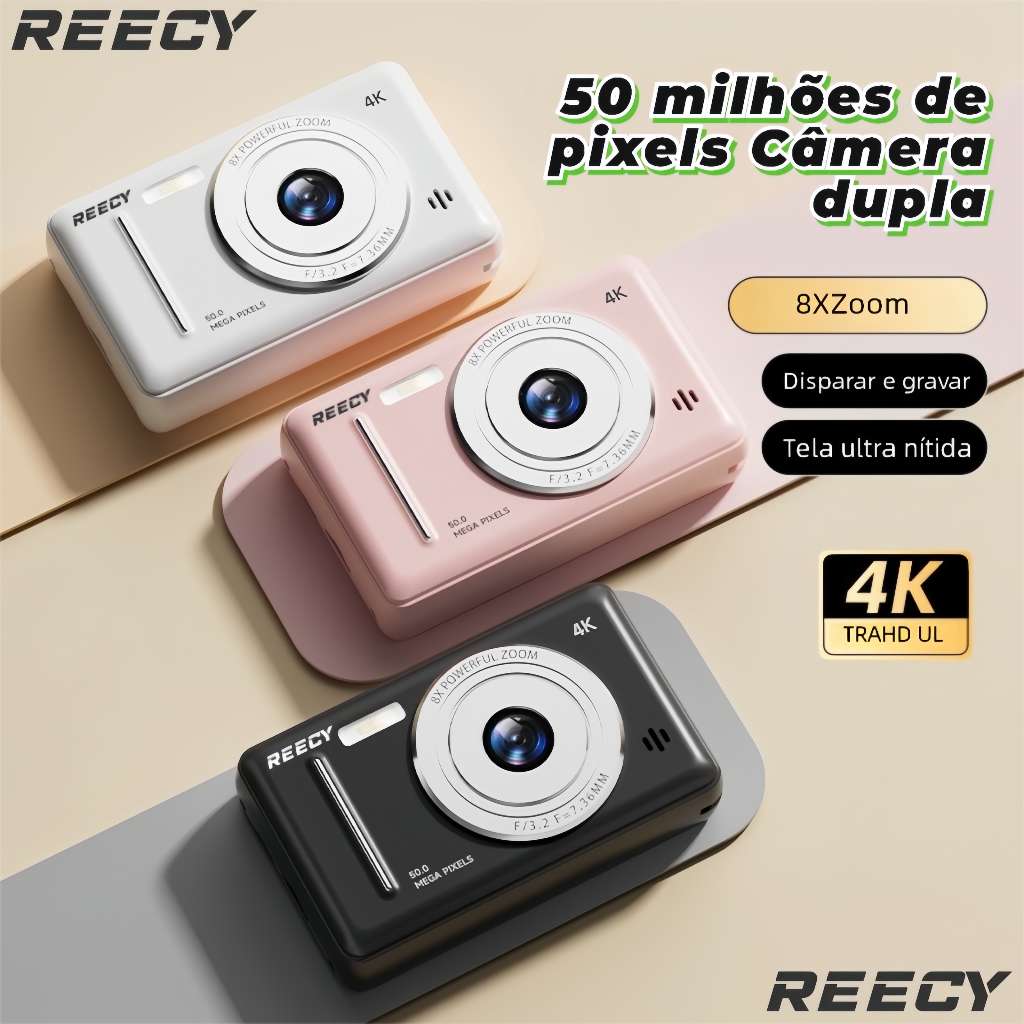 HD CCD Digital , Câmera Recarregável De 2.4 Polegadas Com Zoom 8x , Compacta , 48MP , Estudante