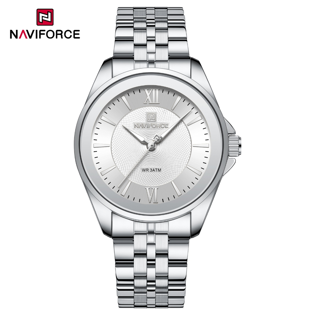 NAVIFORCE 5067 Elegante E Refinado Numeral Romano Pulseira De Aço Inoxidável Relógio Feminino