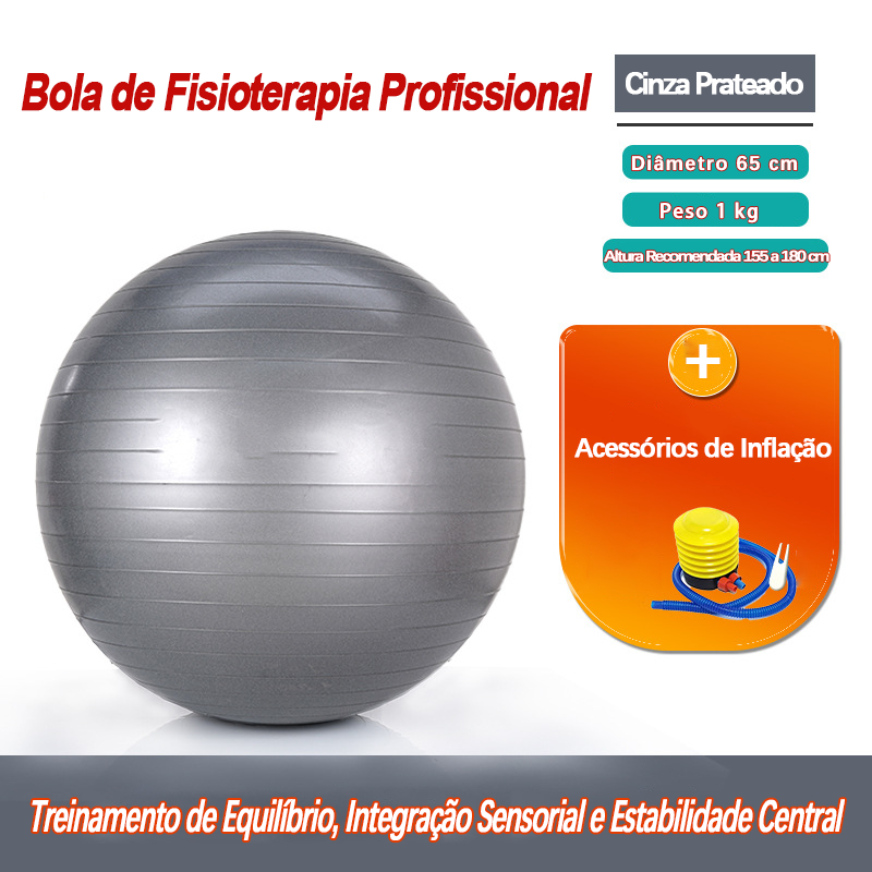 Bola de Pilates 65cm Antiexplosão Suporta 300kg + Bomba Incluída