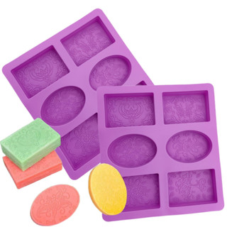 Formas de silicone ovais e retangulares de 90g para sabonete com lindos padrões