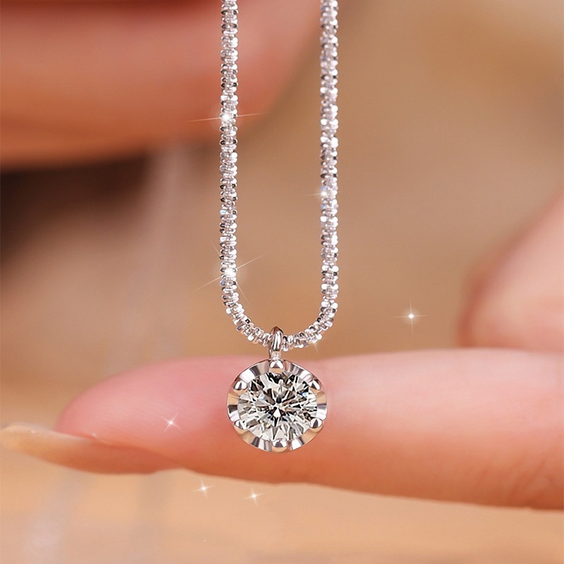 Colar Feminino de Moissanita 2 Quilates em Prata 925, Pingente 6 Garras + Certificado GRA, Brilho Luxuoso