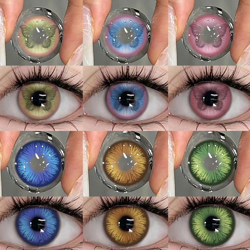 YIMEIXI 2 Pcs Lentes De Contato Coloridas Série Borboleta 14.5 Mm Para Cosplay De Halloween