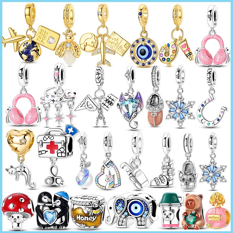 Novo 925 Prata Mel Jar Elefante Guardião Grânulo Encantos Caber Pulseira Original Colar Acessórios Feminino Jóias Luxo P