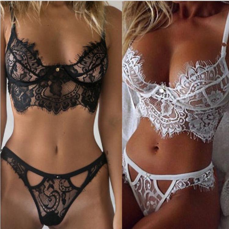 Conjuntos Sexy De Suspensório De Renda Oco De Roupa Íntima De Três Pontos Pluse Size em Oferta na Shopee