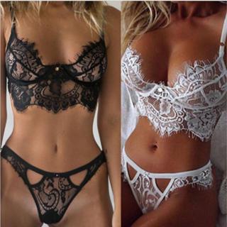 Conjuntos Sexy De Suspensório De Renda Oco De Roupa Íntima De Três Pontos Pluse Size em Oferta na Shopee