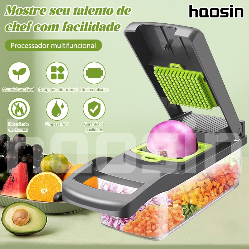 haosin Fatiador Profissional Multifuncional De Aço Inoxidável 16 Em 1 Para Vegetais/Frutas/Legumes