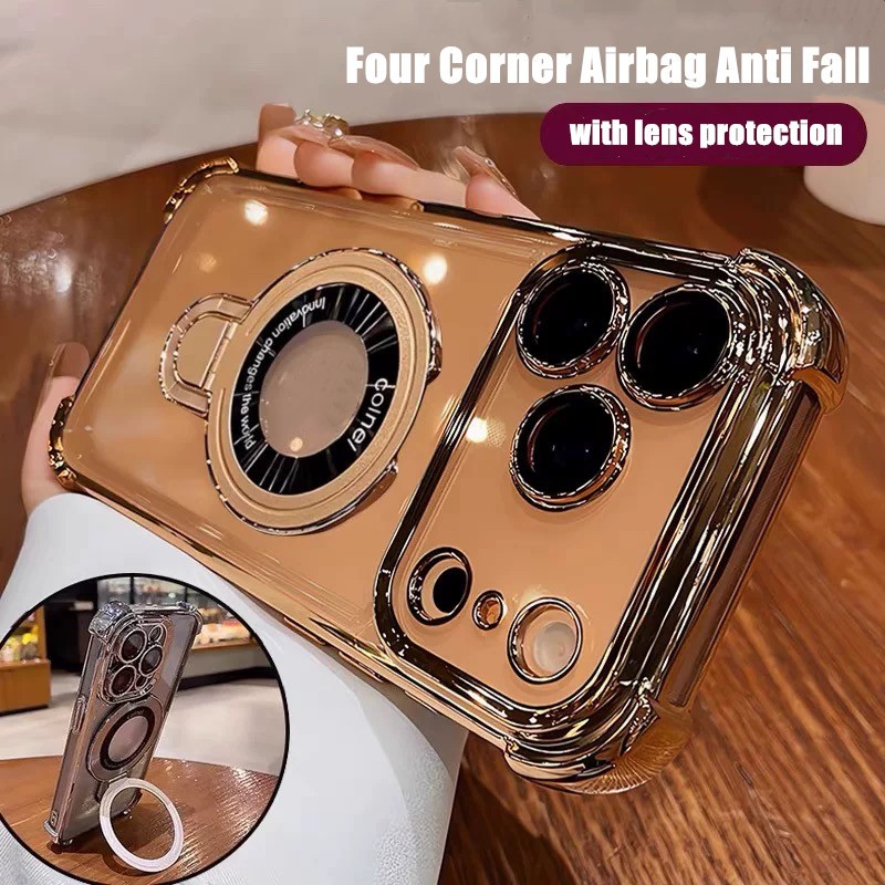 Chapeamento À Prova De Choque Caso Para iPhone 16 15 12 13 11 14 Pro Max 16 Plus 16e 17 17 Ar Com Suporte Caixa Clara em Oferta na Shopee