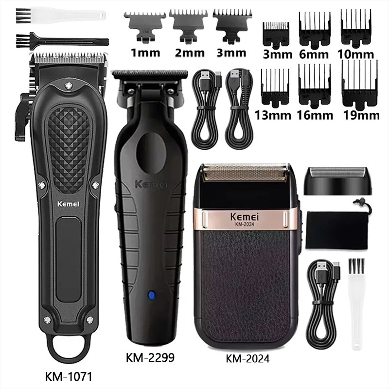 Kemei Máquina De Cortar Cabelo Km-1071-2299-2024 Recarregável Sem Fio Aparador De Barba Poderosa Corte Elétrica Masculin em Oferta na Shopee