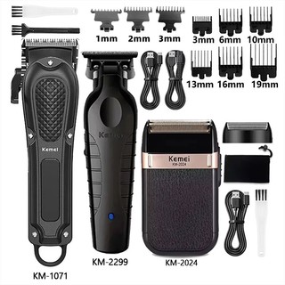 Kemei Máquina De Cortar Cabelo Km-1071-2299-2024 Recarregável Sem Fio Aparador De Barba Poderosa Corte Elétrica Masculin