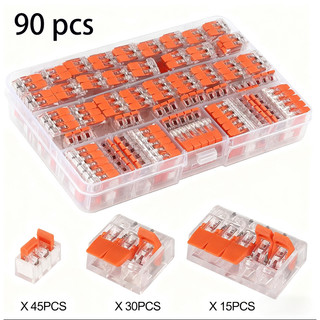 Kit 90 Peças Conector Elétrico Emenda Wago 221 Original 1, 2, 3 e 5 vias - 4mm e 6mm