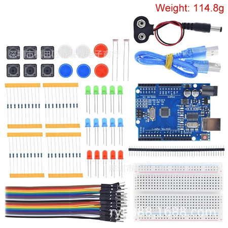 Kit Uno R3 Iniciante 100pcs + Protoboard - compatível com Arduino
