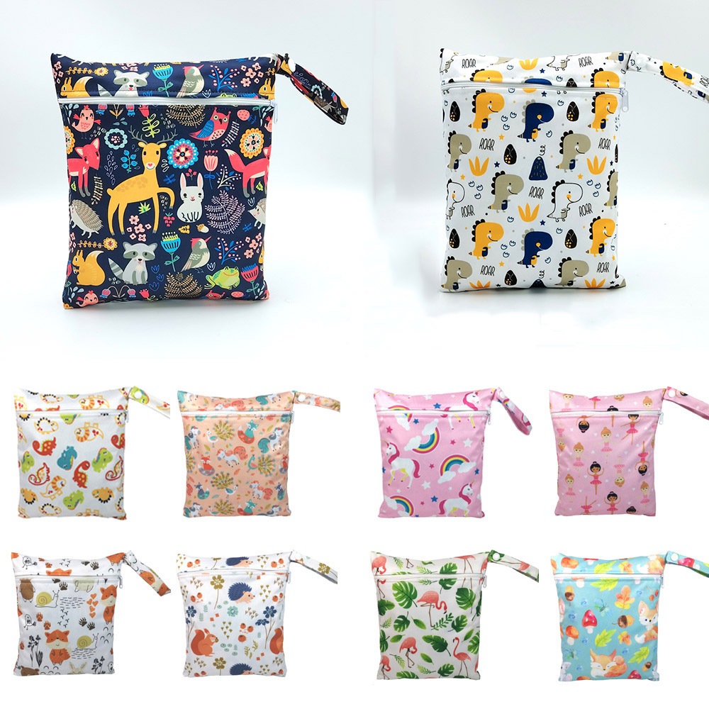 Novo Saco Molhado Seco Único Zíper À Prova Dwaterproof Água Reutilizável De Fraldas Bonito Impresso Fralda Viagem Carry em Oferta na Shopee
