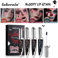 Lakerain Bloody Lip Staint Preto Halloween Gótico Gloss kit Vampiro Sangue Vermelho Roxo Verde Longa Duração 24 Horas À