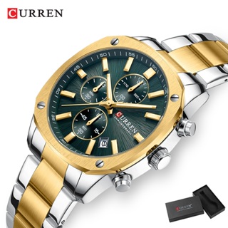 Relógio Masculino CURREN Marca Autêntica Multifuncional Cronógrafo Moda Negócios Mostrador Metálico Pulseira De Aço Inox em Oferta na Shopee