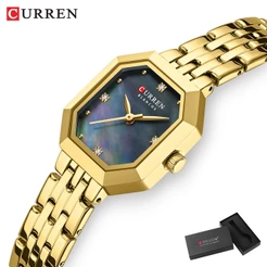 Relógio Feminino Autêntico CURREN Novo Modelo Pulseira De Aço Inoxidável Moda Quadrado Mostrador Pequeno Design Vintage