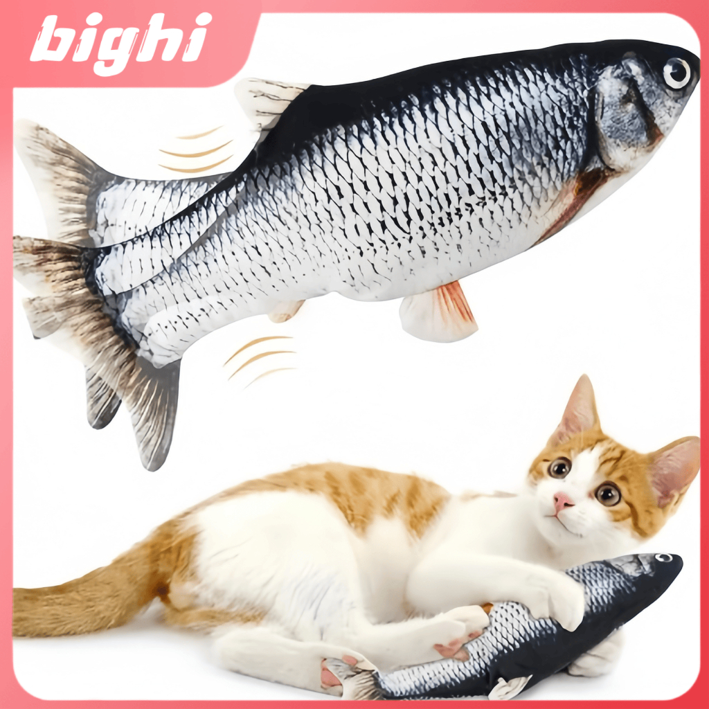 Brinquedo Interativo Peixe Elétrico Recarregável para Gatos - Cabo de Carregamento USB Incluso