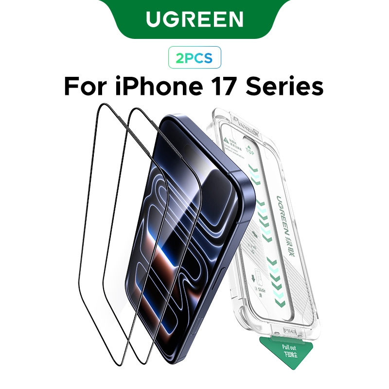 UGREEN 2PCS Protetor De Tela De Vidro Filmes HD Temperado Ultra-Claro À Prova De Poeira Para iPhone 17 Pro/Max Com Tampa