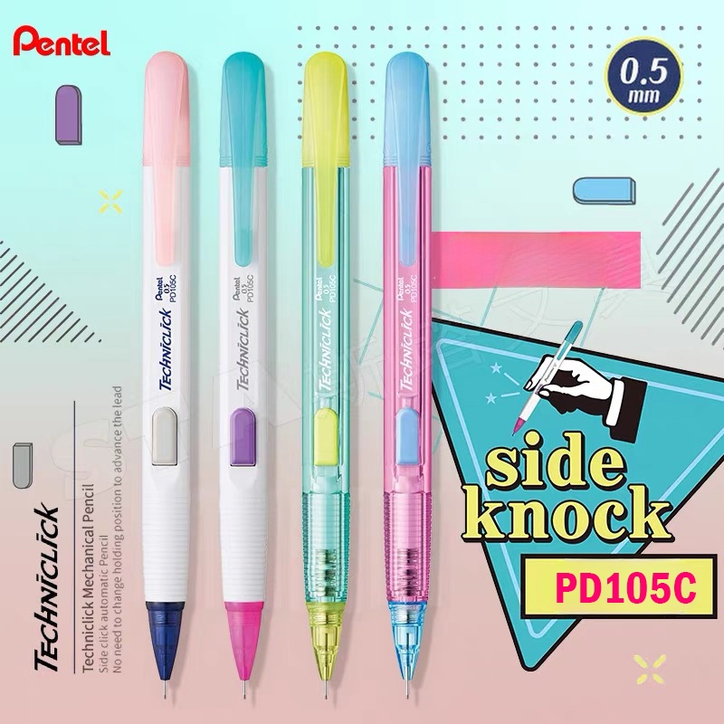 1 Pcs Japão Pentel TECHNICLICK PD105T Lápis Mecânico De Pressão Lateral 0.5mm em Oferta na Shopee