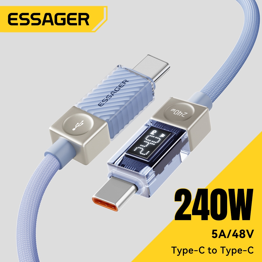Essager 240W USB Tipo C Para Cabo 100W PD 3.1 Carregador De Carregamento Rápido Fio iPhone 17 1615 Pro max Macbook Xiaom