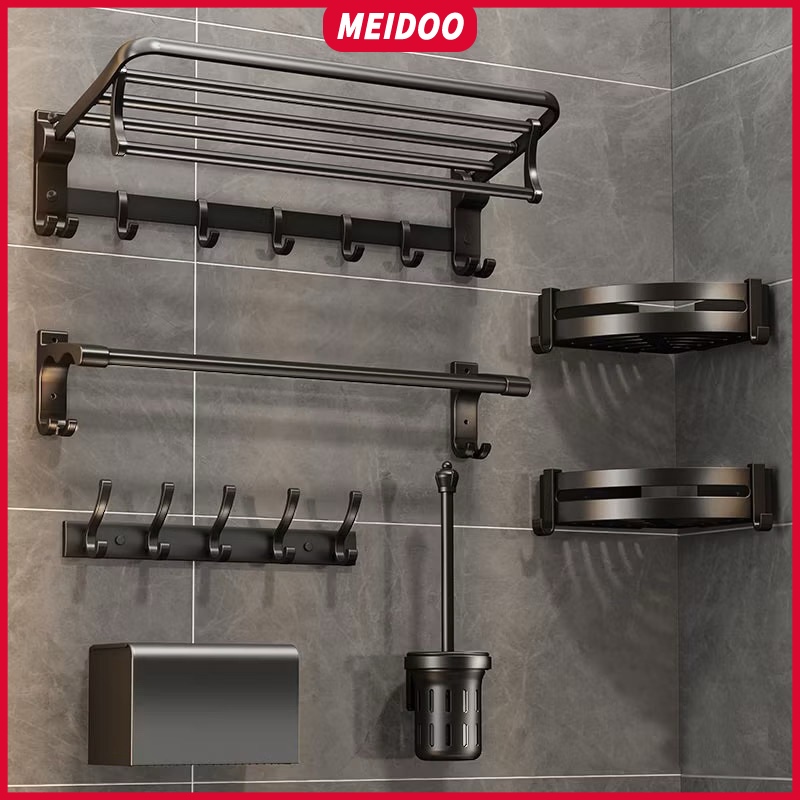 MEIDOO Toalheiro Montado Na Parede De Alumínio Para Banheiro  Sem Necessidade De Perfuração