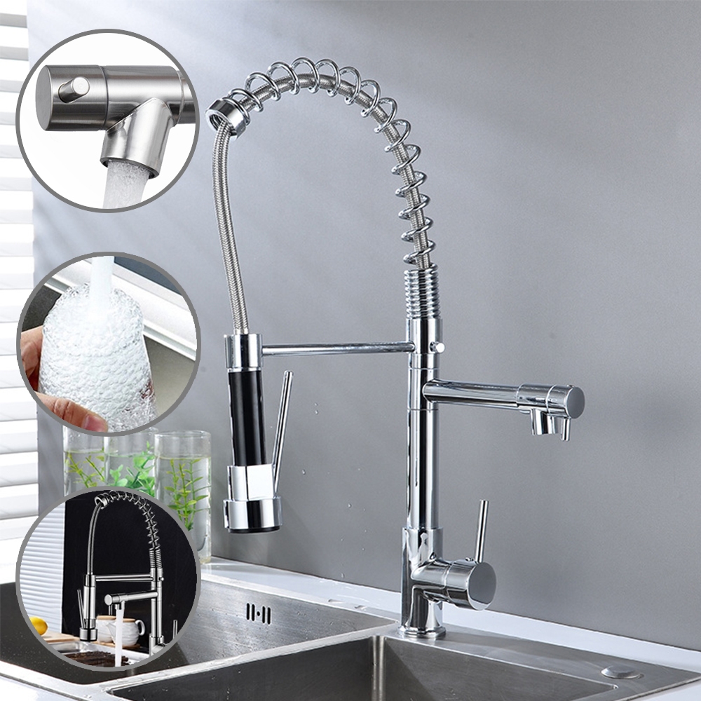Torneira De Cozinha Gourmet Alça Única Com Extensor De Spray Tubo De Água Flexível Para Ajustar