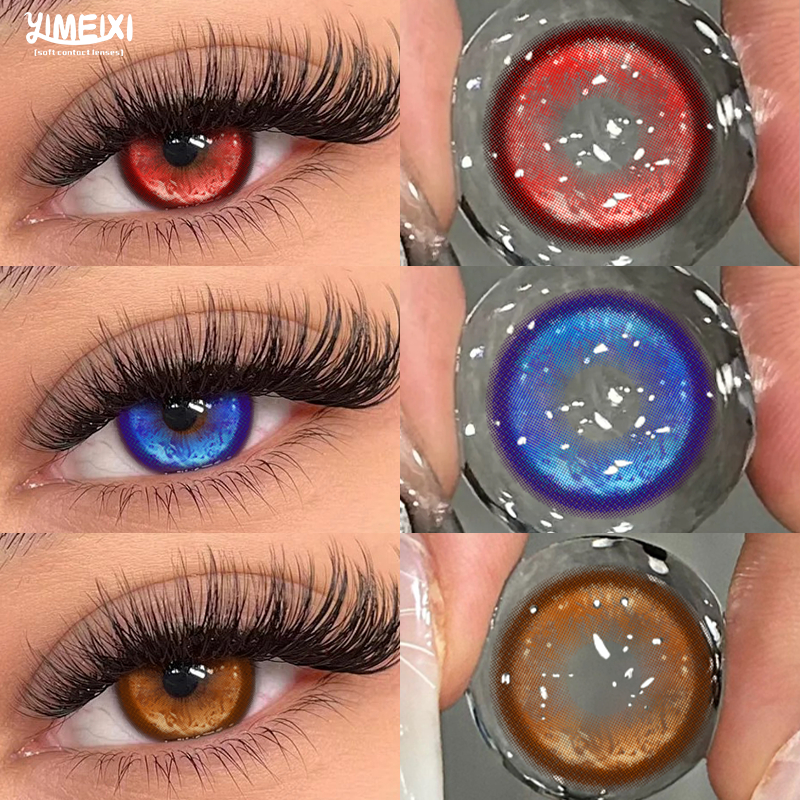 2 Peças Lentes De Contato Coloridas De Halloween Com Prescrição Marrom/Vermelho/Azul Cosplay Macio E Confortável Uso De em Oferta na Shopee