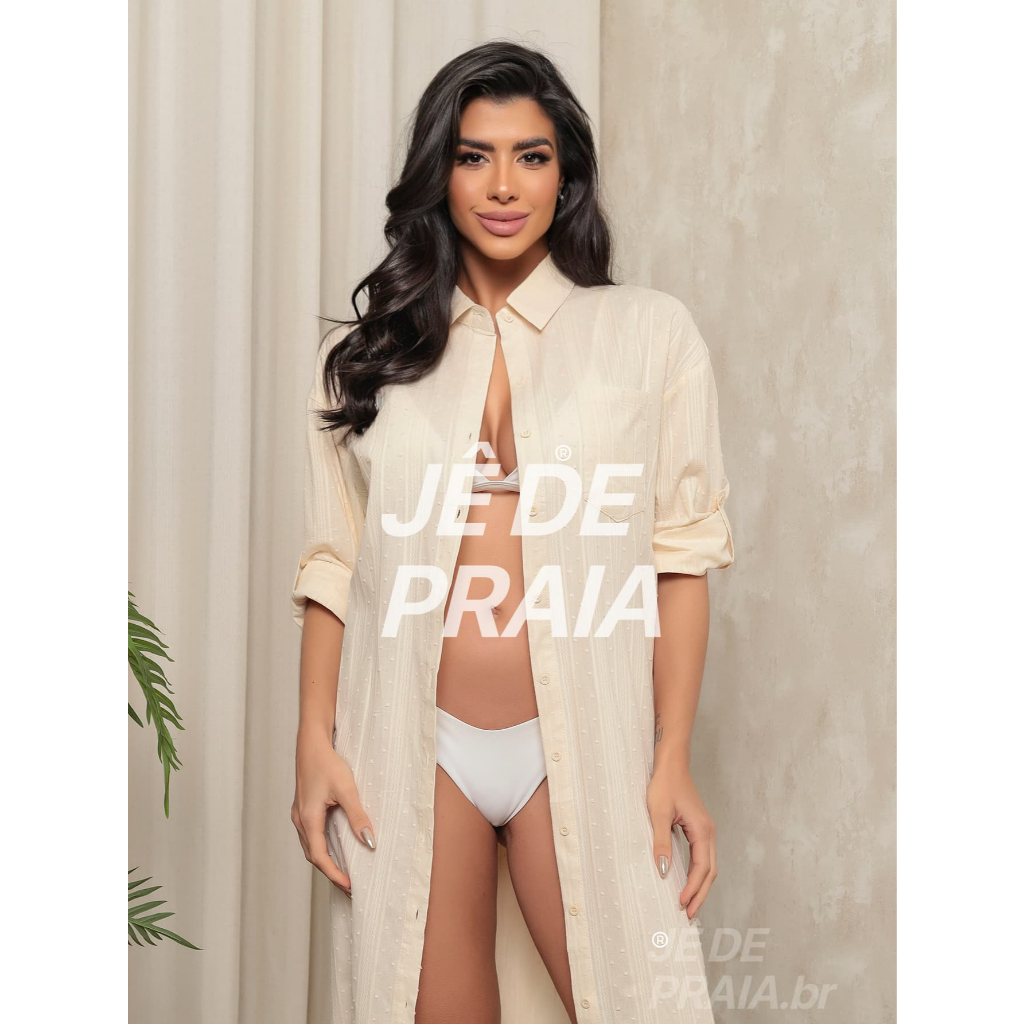 Vestido Chemise Feminino Midi em 100% algodão Manga Curta Elegante Slim e Plus Size Chemise Manga Moda Verão Praia