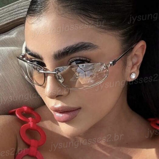 Novos Óculos De Sol Femininos High-end Metal Sem Moldura Oval Moda Estilo Y2K Resistente A UV em Oferta na Shopee