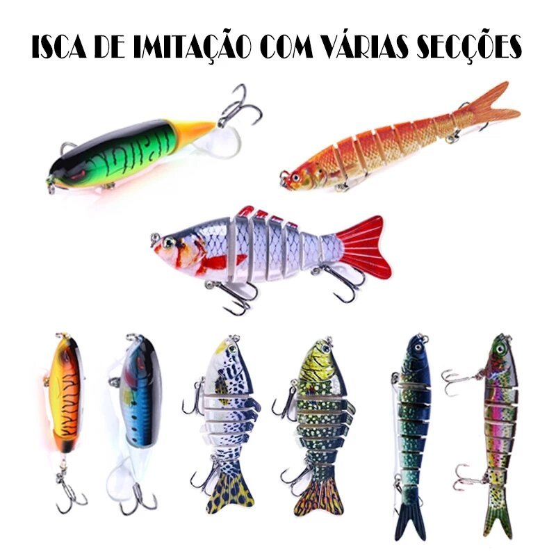 Isca Bionica Multiarticulada Swimbait Padrão Realista Multicolorido Refletivo Água Doce e Salgada para Tucunaré e Robalo