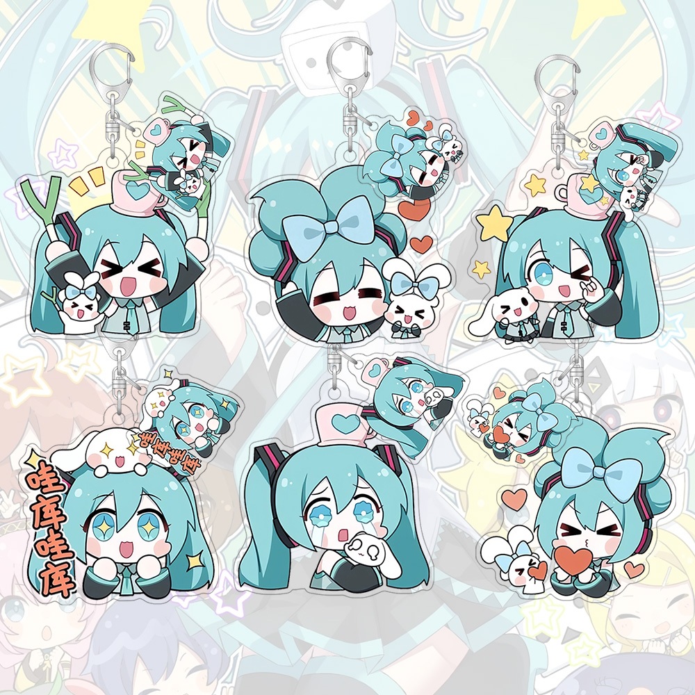 Chaveiro Acrílico Hatsune Miku Dos Desenhos Animados Bonito Pingente Chaveiros Mochila Pequeno Presente