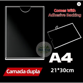 Kit com 1 / 3 Display Expositor Suporte Acrilico tamanho A4 de parede ou porta com fita face em Oferta na Shopee
