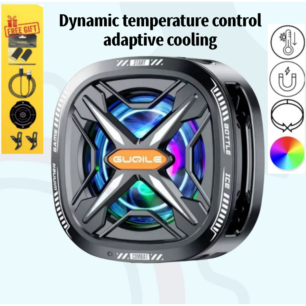FS05 Pro Game Phone Radiador Ventilador de resfriamento magnético RGB leve removível em Oferta na Shopee