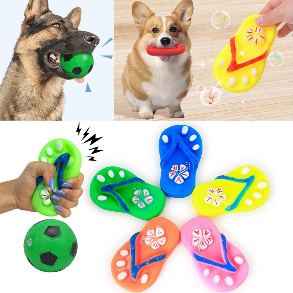 Brinquedo Mordedor Chinelo e Bola Com Apito Sonoro Para Cachorros Cães Pet Dentição em Oferta na Shopee