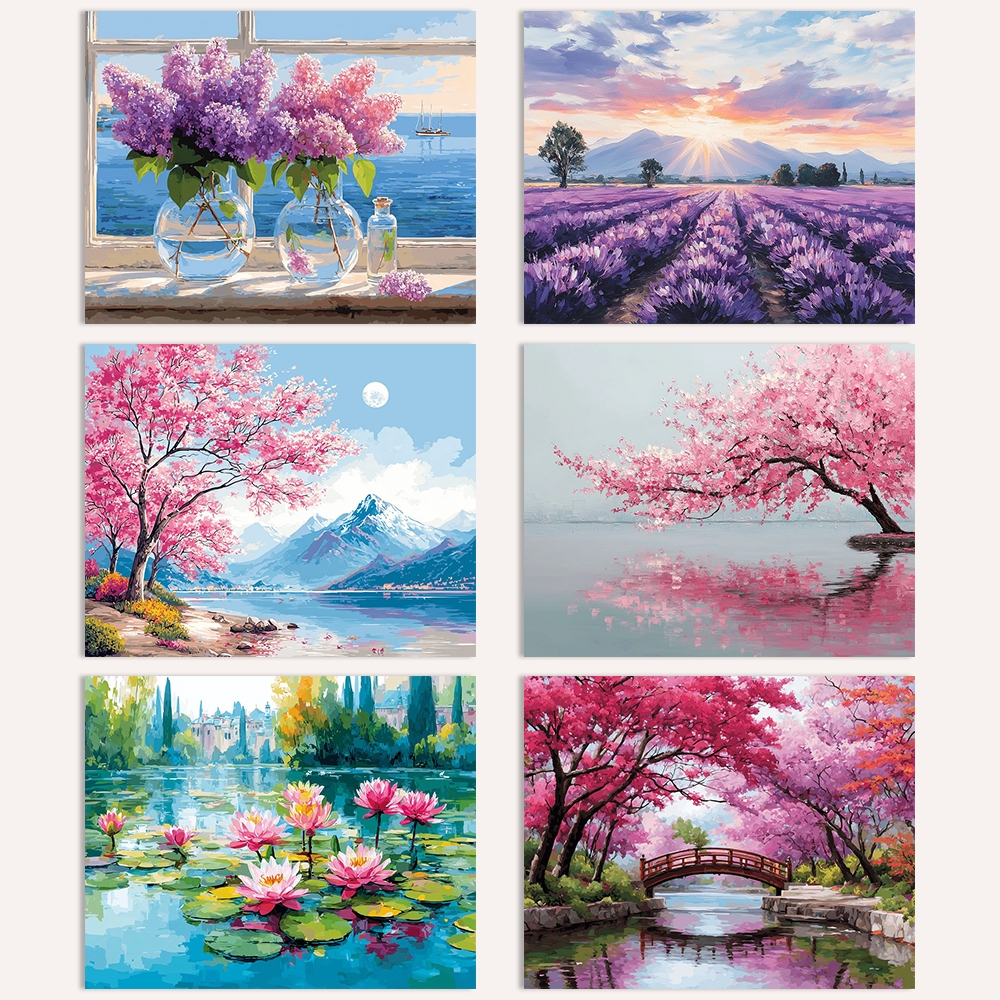 Paisagem/Pintura Por Números De Arte De Parede Em Tela/Presente DIY Decoração/Cor Número/Papel Ornamentos Artísticos/Med em Oferta na Shopee