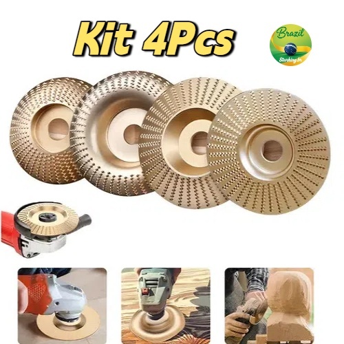 4 Pcs Disco para Esmerilhadeira 100mm (4") – Esculpir e Desbastar em Madeira em Oferta na Shopee