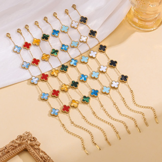 Pulseira de aço inoxidável 18K ouro colorido imitação de concha trevo de quatro folhas 13 mm em Oferta na Shopee