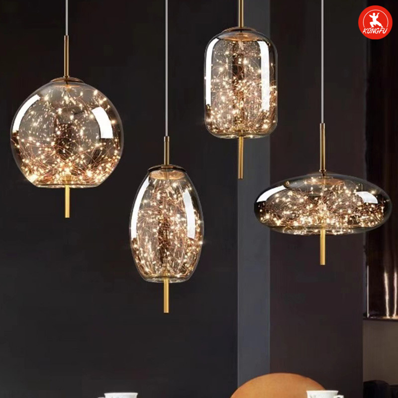 Lustre Bola De Vidro Retro Lustre Sala Jantar Cozinha Pendente Luminaria Teto Globo De Vidro