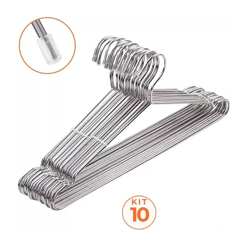Kit 20 Cabides Tintureiro Metal Aço Cromado Adulto Cava Resistente Cabide Atacado Promoção