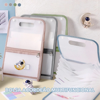 Pasta Organizadora A4 Astronauta, Sanfonada com 13 Divisórias à Prova D'água em PP Translúcido com Alça,Fecho de Pressão em Oferta na Shopee