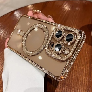 Luxo Bling Magnético Caso De Carregamento Sem Fio Para iPhone 16 15 14 13 12 11 Pro Max Capa Jóias À Prova De Choque em Oferta na Shopee