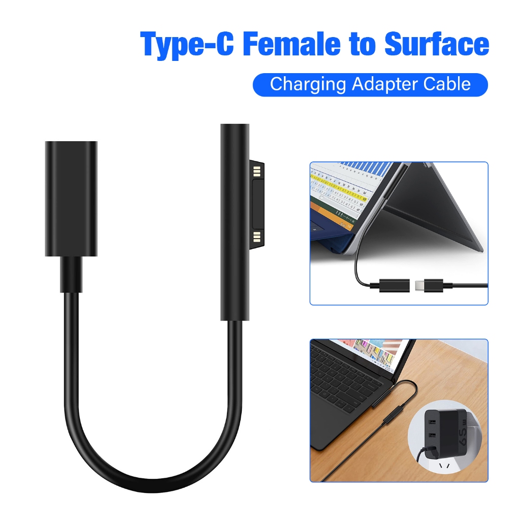 Adaptador Carregador USB Tipo C para Surface Connect 45W PD, Adequado para Surface Pro9/8/7 Go2/3