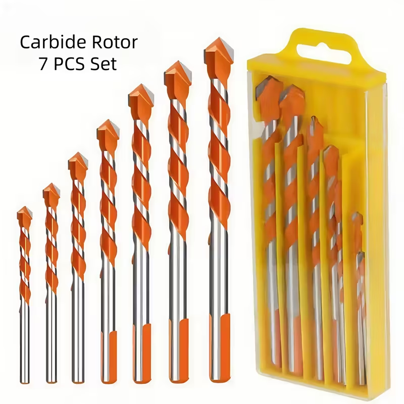 Kit 7 Brocas Profissionais de Tungstênio 3-12 mm – Para Vidro, Cerâmica, Concreto e Metal em Oferta na Shopee